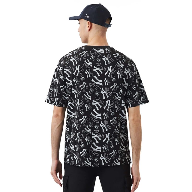 Camiseta New Era New York Yankees Logo Print Oversized Negros | SF9540168