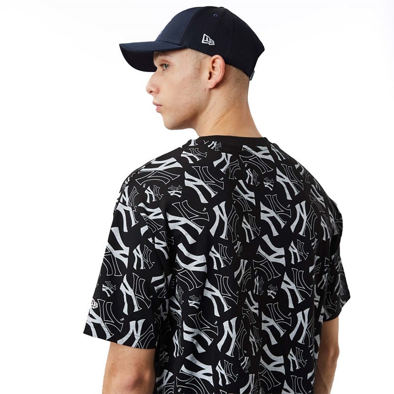 Camiseta New Era New York Yankees Logo Print Oversized Negros | SF9540168