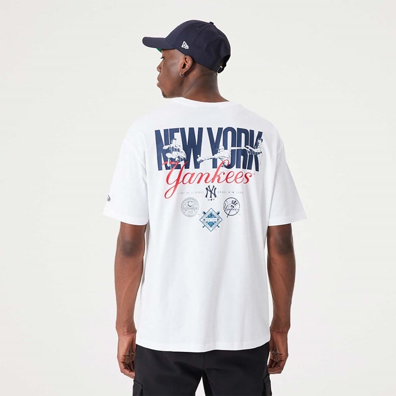 Camiseta New Era New York Yankees MLB Back Print Oversized Blancos | OR0641398