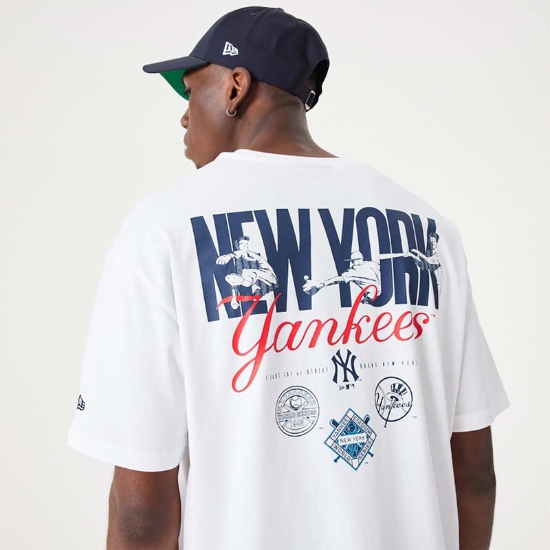 Camiseta New Era New York Yankees MLB Back Print Oversized Blancos | OR0641398