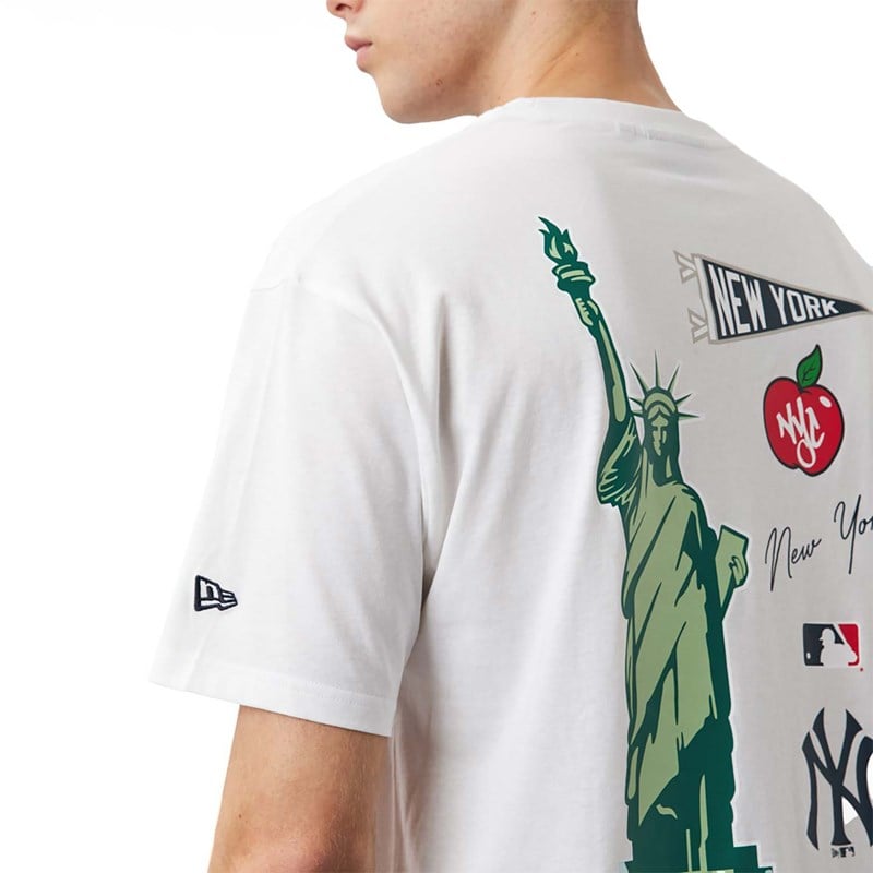 Camiseta New Era New York Yankees MLB City Estampados Oversized Blancos | IO3851470