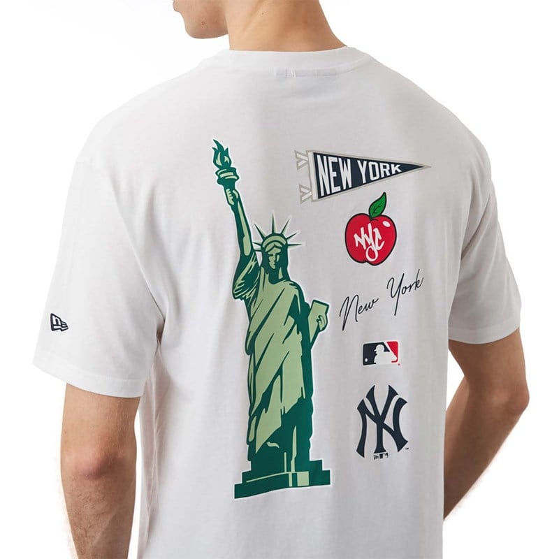 Camiseta New Era New York Yankees MLB City Estampados Oversized Blancos | IO3851470