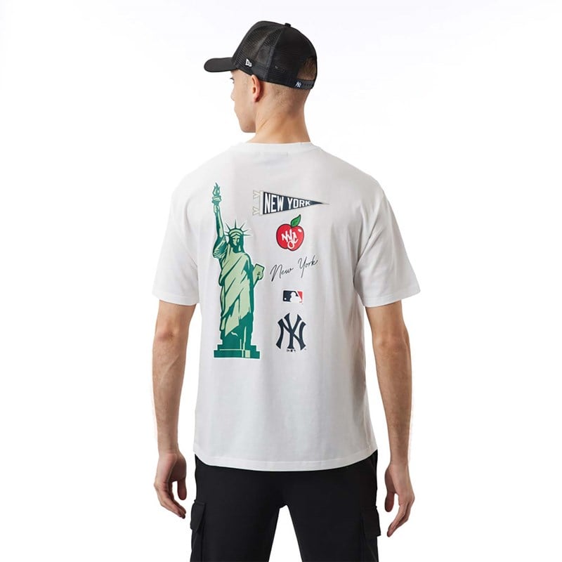 Camiseta New Era New York Yankees MLB City Estampados Oversized Blancos | IO3851470