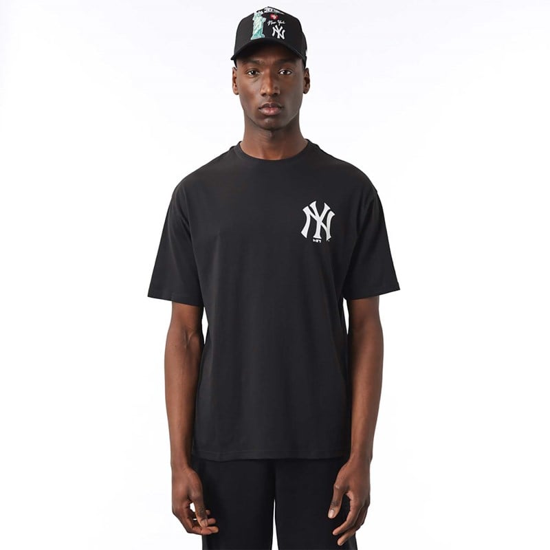 Camiseta New Era New York Yankees MLB City Estampados Oversized Negros | NP9613507