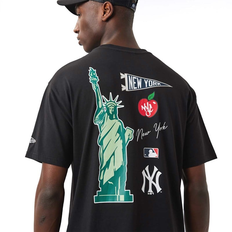 Camiseta New Era New York Yankees MLB City Estampados Oversized Negros | NP9613507