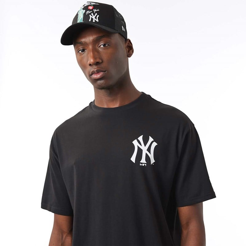 Camiseta New Era New York Yankees MLB City Estampados Oversized Negros | NP9613507