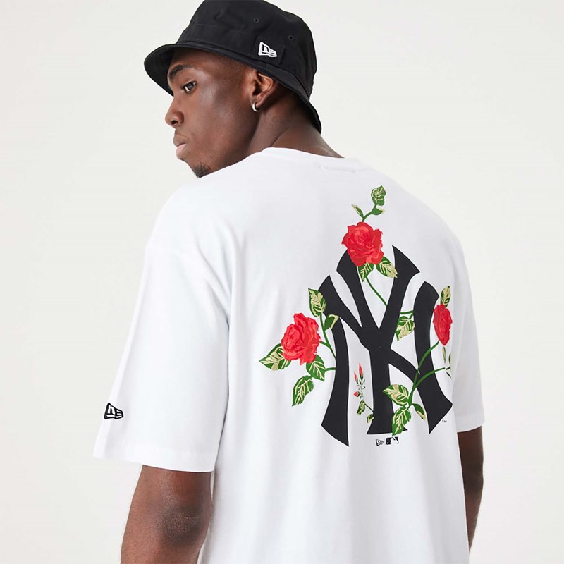 Camiseta New Era New York Yankees MLB Floral Estampados Oversized Blancos | KU9361870