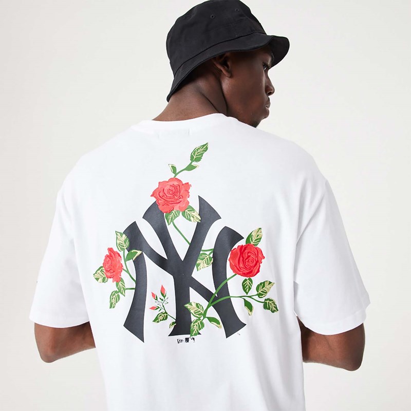 Camiseta New Era New York Yankees MLB Floral Estampados Oversized Blancos | KU9361870