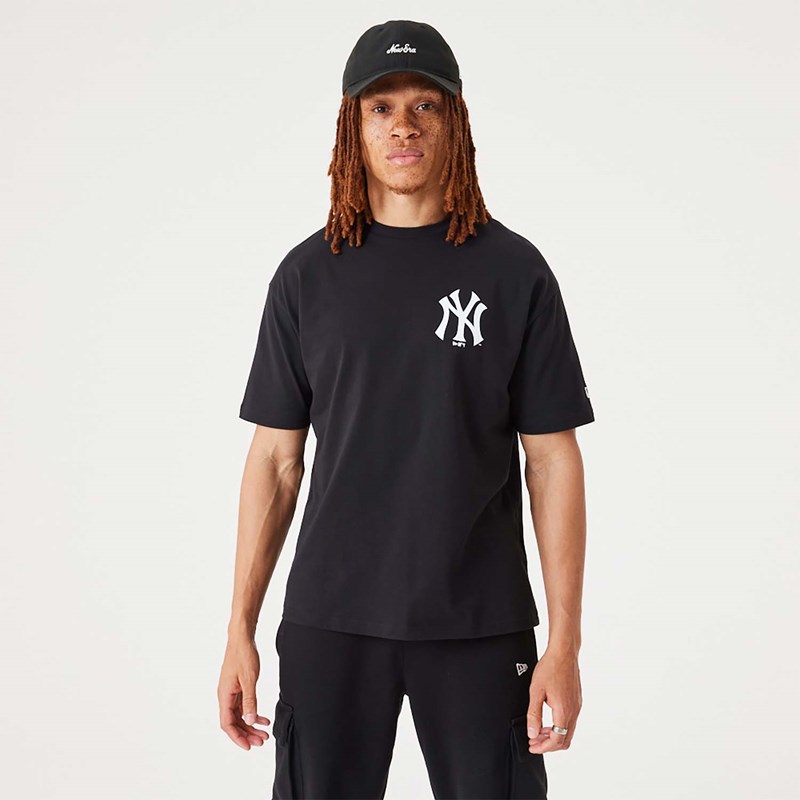 Camiseta New Era New York Yankees MLB Floral Estampados Oversized Negros | XC2013596