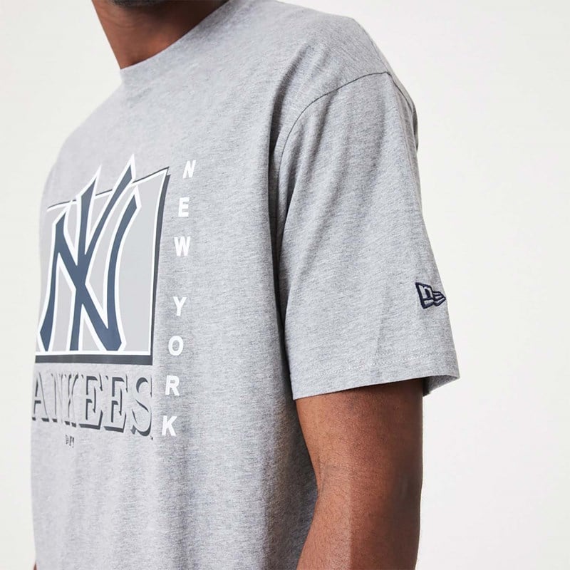 Camiseta New Era New York Yankees MLB Team Wordmark Oversized Grises | LJ6932785