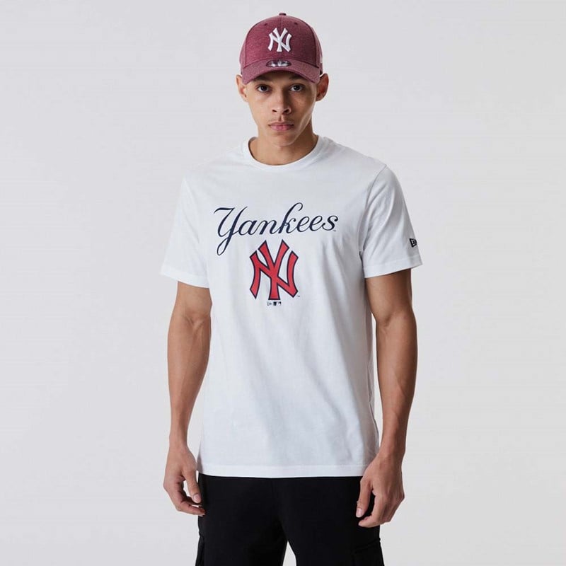 Camiseta New Era New York Yankees Script Blancos | AO8721354