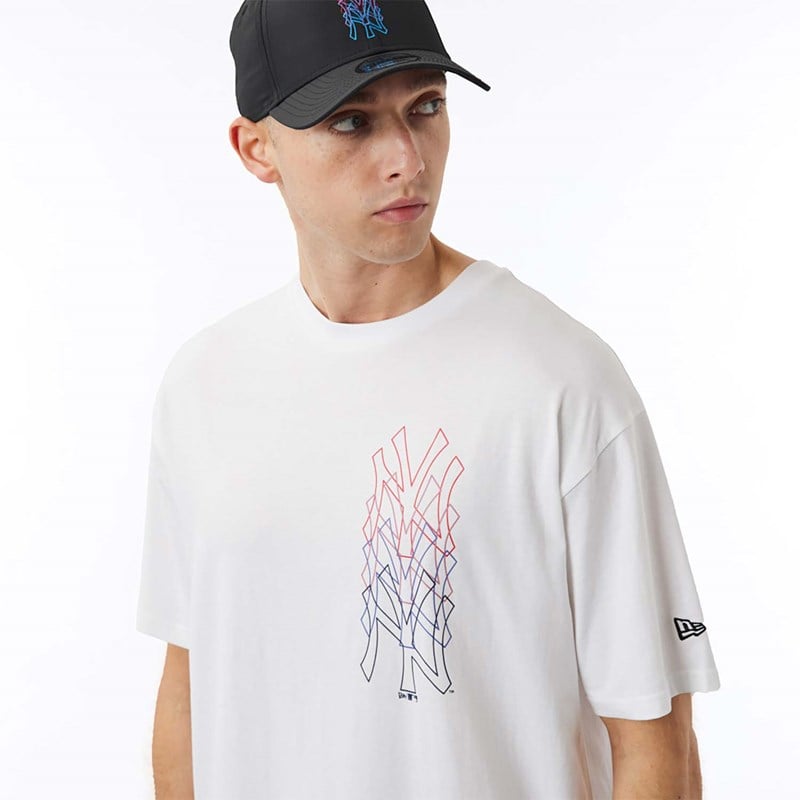 Camiseta New Era New York Yankees Stack Logo Oversized Blancos | AF0325964