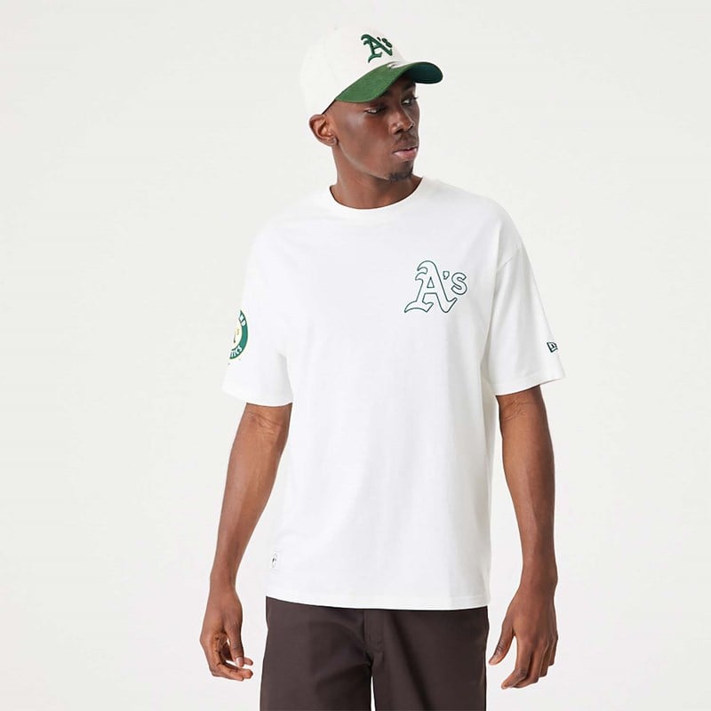 Camiseta New Era Oakland Athletics MLB Heritage Open Oversized Blancos | DY9384127