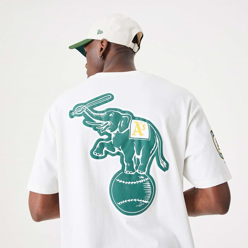 Camiseta New Era Oakland Athletics MLB Heritage Open Oversized Blancos | DY9384127