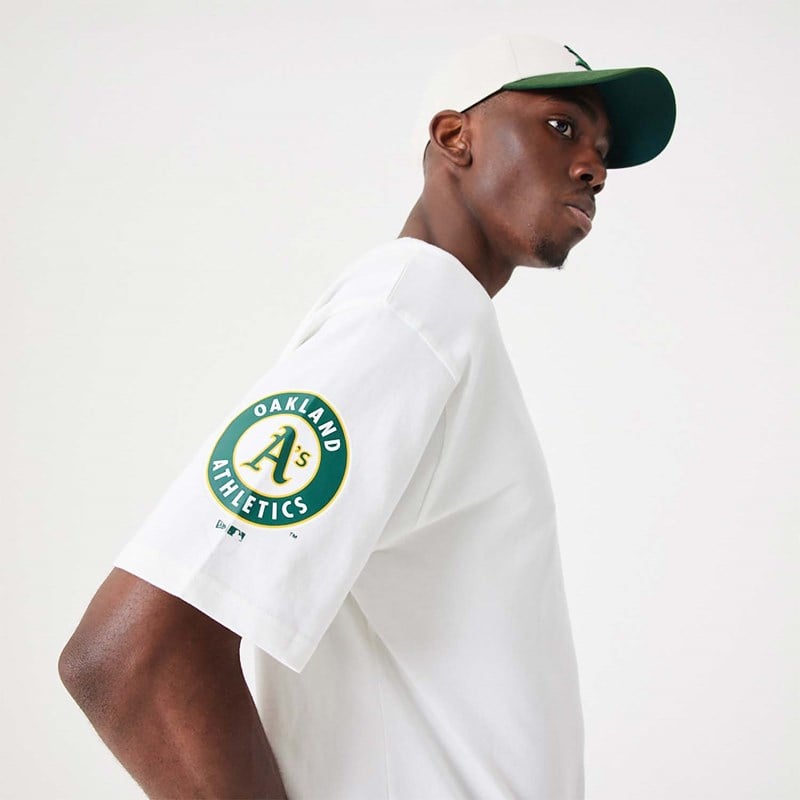 Camiseta New Era Oakland Athletics MLB Heritage Open Oversized Blancos | DY9384127