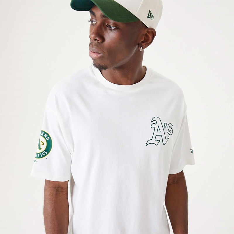 Camiseta New Era Oakland Athletics MLB Heritage Open Oversized Blancos | DY9384127