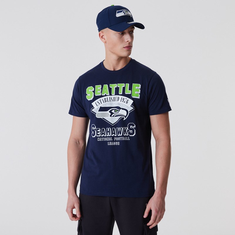 Camiseta New Era Seattle Seahawks NFL Team Wordmark Azules | NO3965107