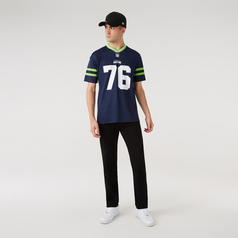 Camiseta New Era Seattle Seahawks Oversized Jersey Azules | ZK3672509