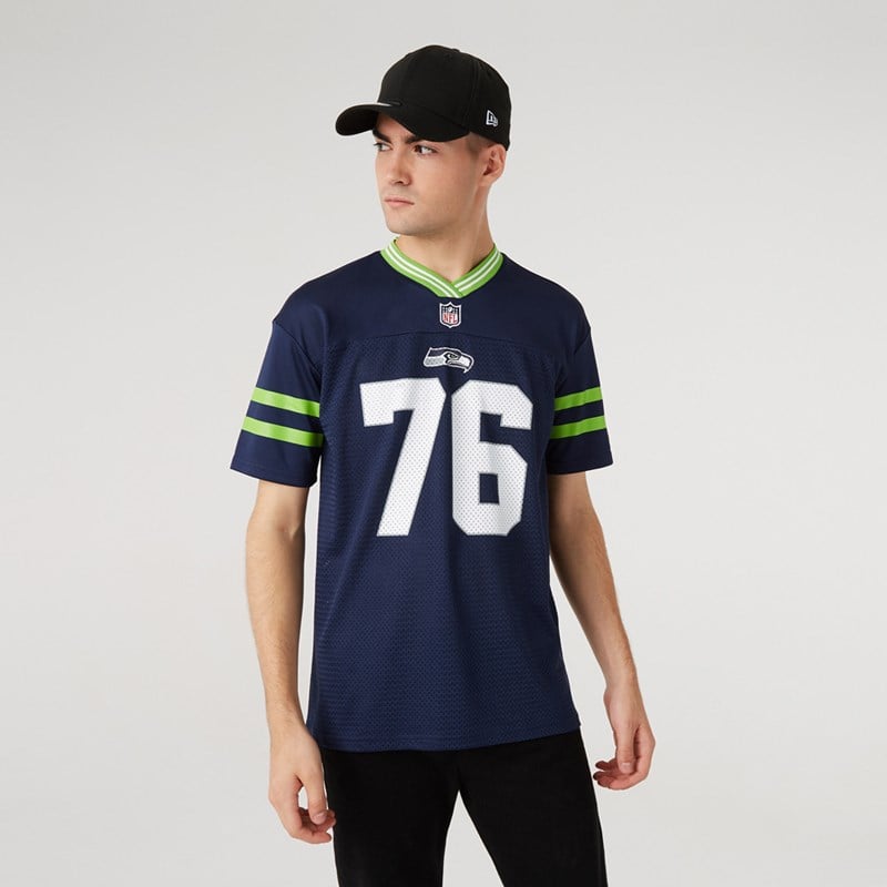 Camiseta New Era Seattle Seahawks Oversized Jersey Azules | ZK3672509