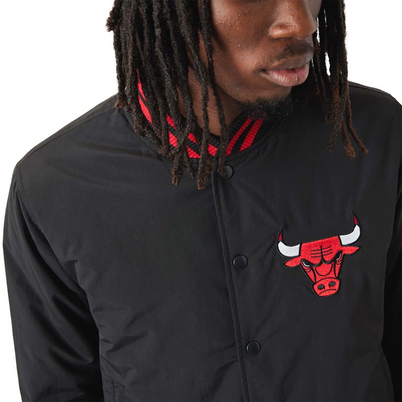 Chaquetas New Era Chicago Bulls Logo Bomber Negros | LY0492156