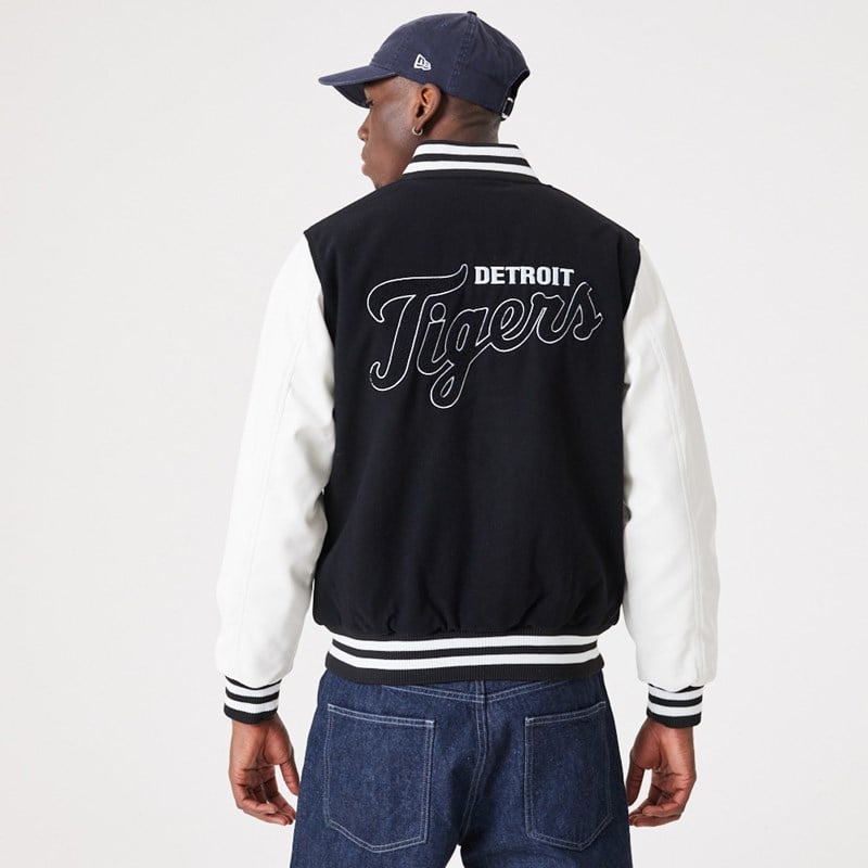 Chaquetas New Era Detriot Tigers MLB Wordmark Varsity Negros | XP2369150