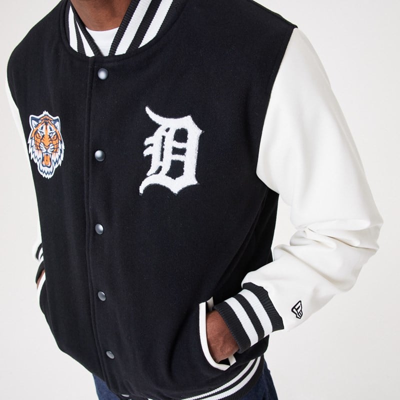 Chaquetas New Era Detriot Tigers MLB Wordmark Varsity Negros | XP2369150