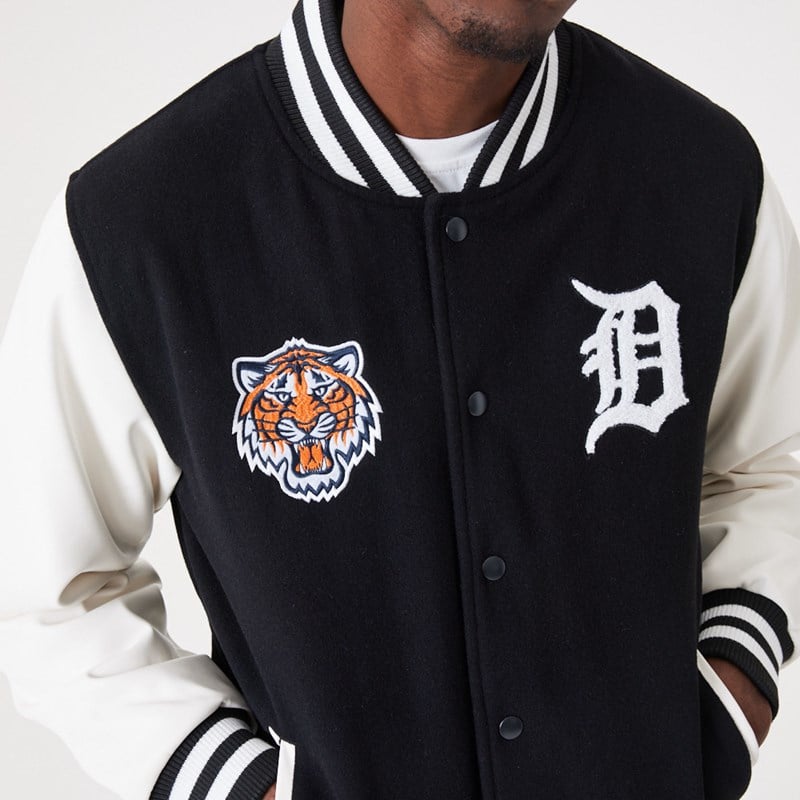 Chaquetas New Era Detriot Tigers MLB Wordmark Varsity Negros | XP2369150