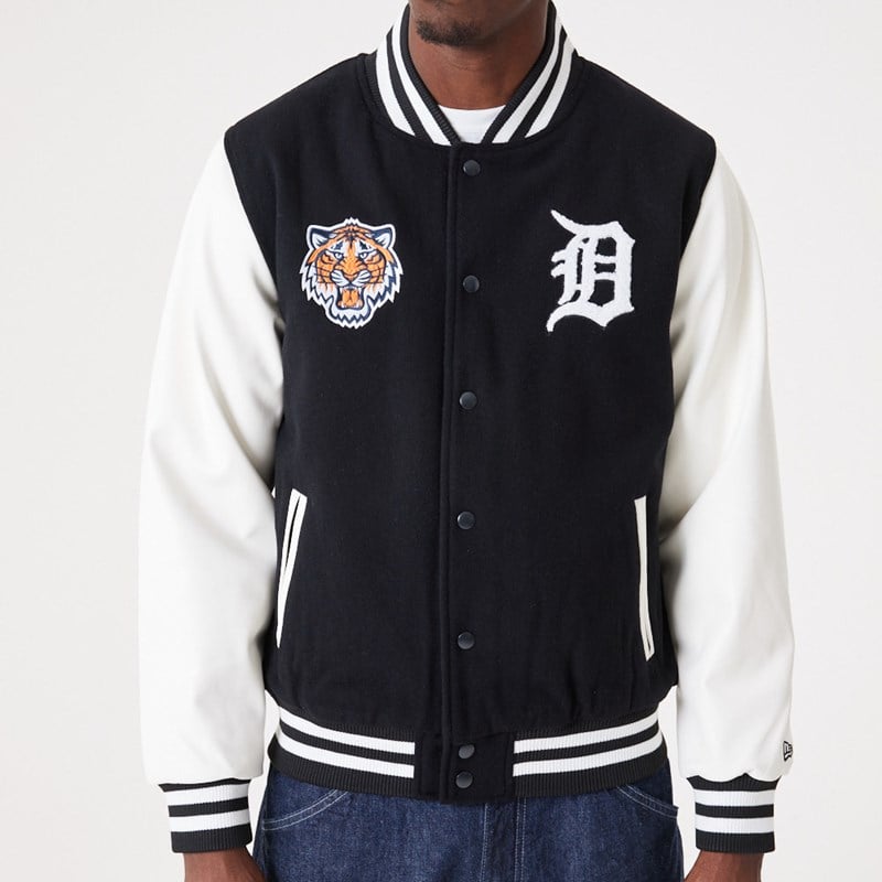 Chaquetas New Era Detriot Tigers MLB Wordmark Varsity Negros | XP2369150