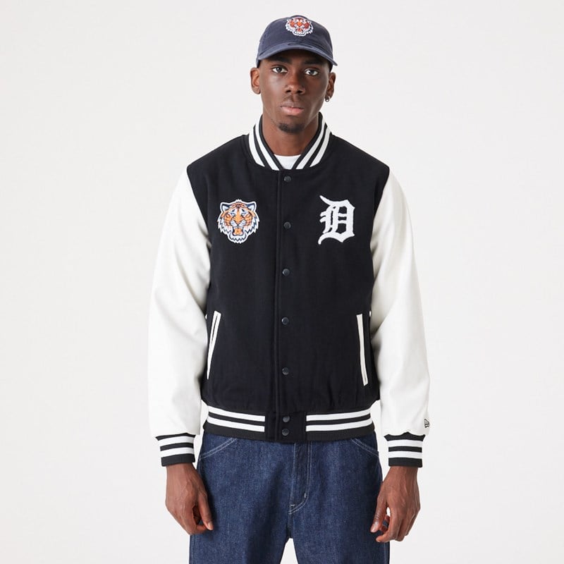 Chaquetas New Era Detriot Tigers MLB Wordmark Varsity Negros | XP2369150