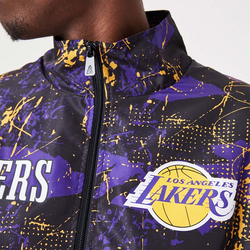 Chaquetas New Era La Lakers NBA All Over Print Pista Negros | KH3802796