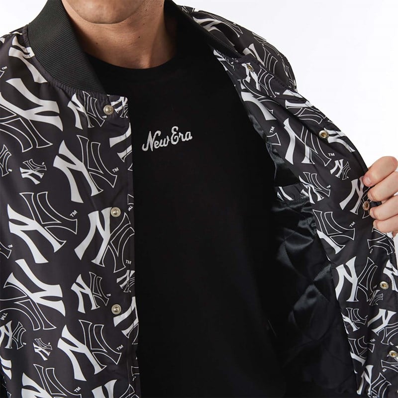 Chaquetas New Era New York Yankees Logo Print Bomber Negros | MU5821043