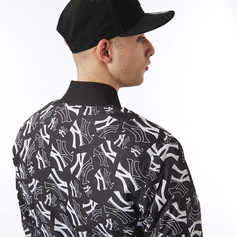 Chaquetas New Era New York Yankees Logo Print Bomber Negros | MU5821043