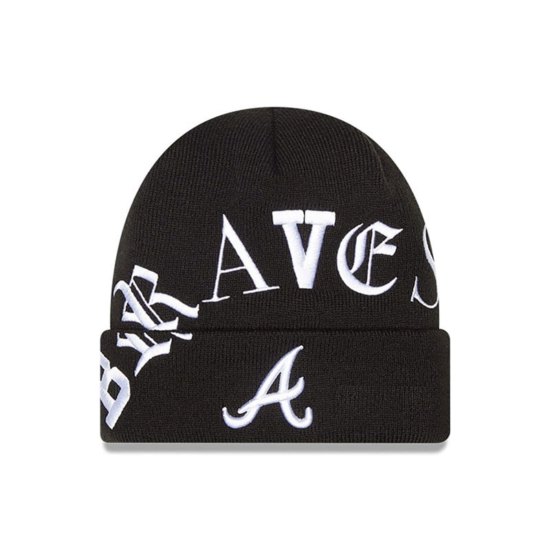 Prendas De Punto New Era Atlanta Braves Blackletter Negros | IA6147380