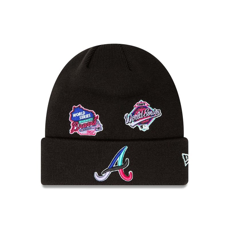 Prendas De Punto New Era Atlanta Braves Polar Lights Beanie Gorras Negros | JU1496785