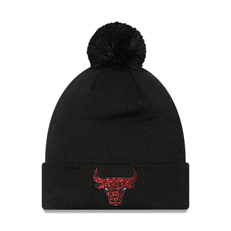 Prendas De Punto New Era Chicago Bulls Infill Bobble Beanie Gorras Negros | OH8019576