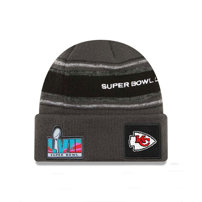 Prendas De Punto New Era Kansas City Chiefs Super Bowl Lvii Opening Night Cuff Beanie Gorras Grises | YL1798042