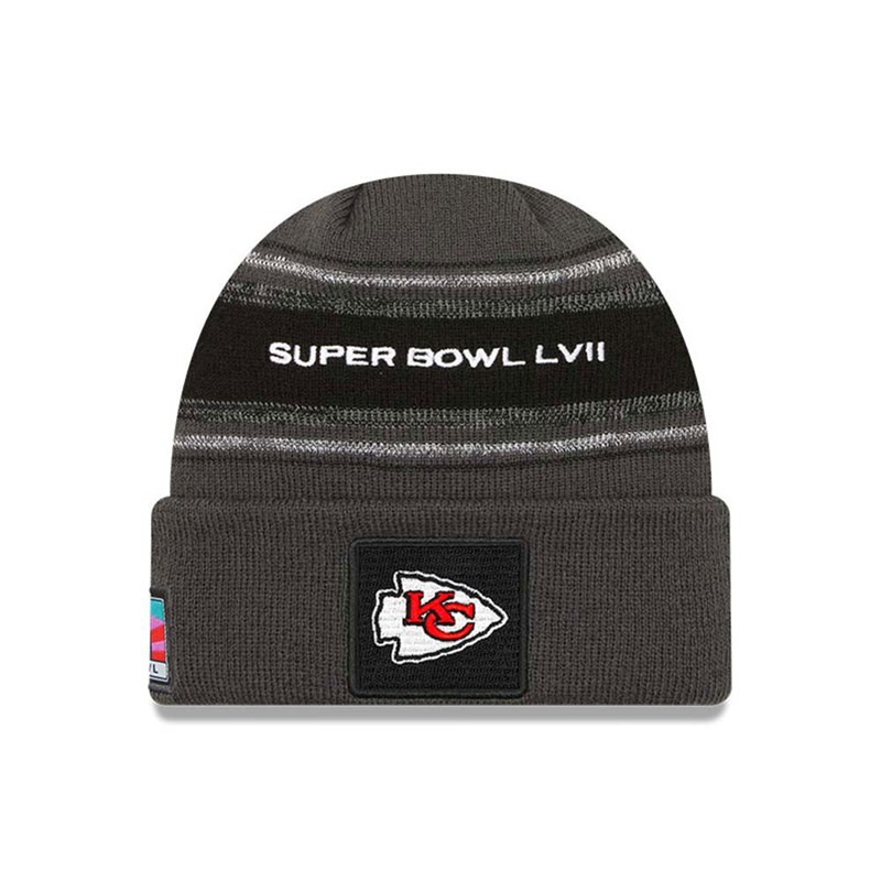 Prendas De Punto New Era Kansas City Chiefs Super Bowl Lvii Opening Night Cuff Beanie Gorras Grises | YL1798042