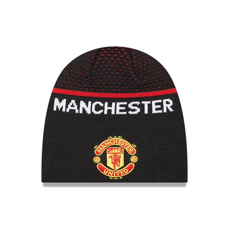 Prendas De Punto New Era Manchester United Logo Beanie Gorras Negros | AZ1724938