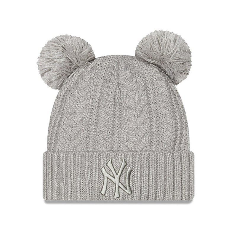 Prendas De Punto New Era New York Yankees Double Pom Womens Bobble Beanie Gorras Grises | FE4971380