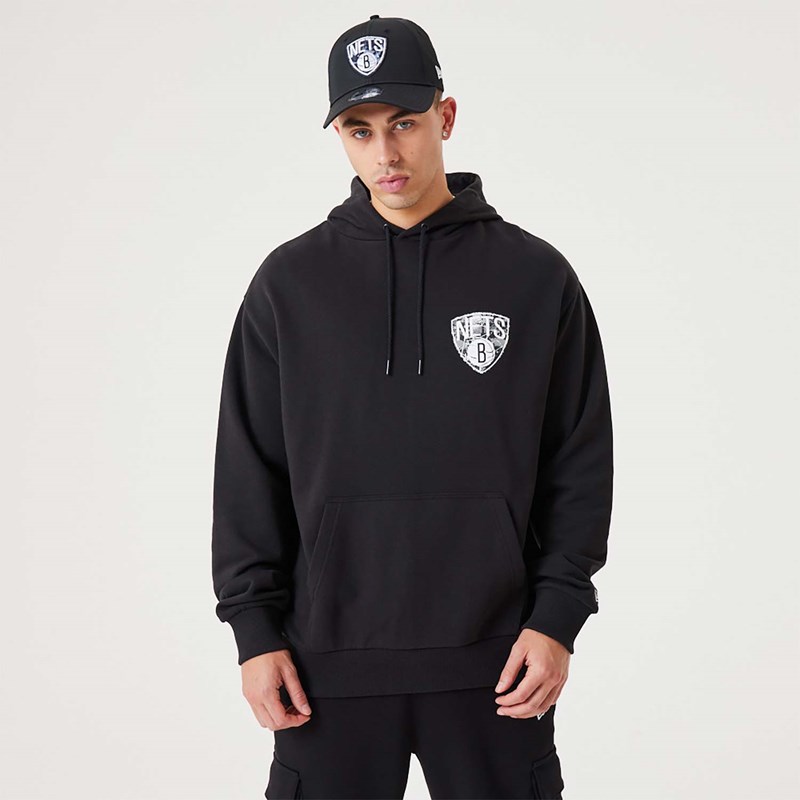 Sudadera Con Capucha New Era Brooklyn Nets NBA Infill Team Logo Pullover Negros | EH4512970