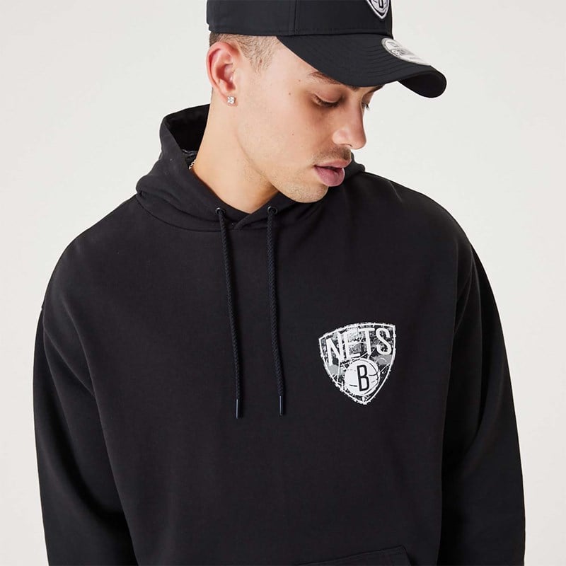 Sudadera Con Capucha New Era Brooklyn Nets NBA Infill Team Logo Pullover Negros | EH4512970