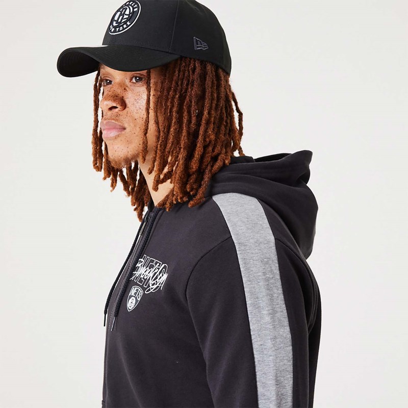 Sudadera Con Capucha New Era Brooklyn Nets NBA Script Full-zip Negros | TR8319657