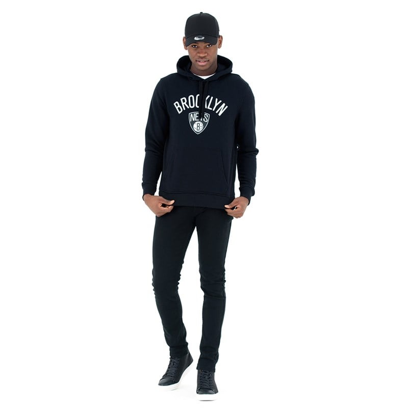 Sudadera Con Capucha New Era Brooklyn Nets Negros | UQ4120786