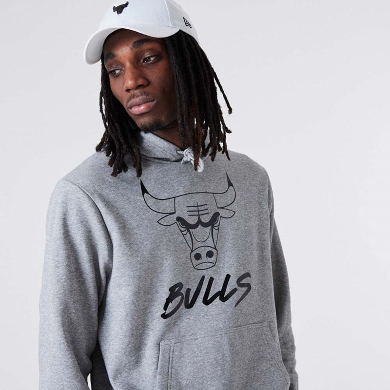 Sudadera Con Capucha New Era Chicago Bulls NBA Grises | AH2861930