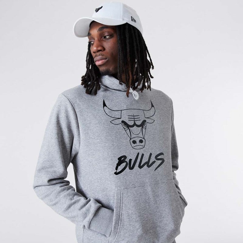 Sudadera Con Capucha New Era Chicago Bulls NBA Grises | AH2861930