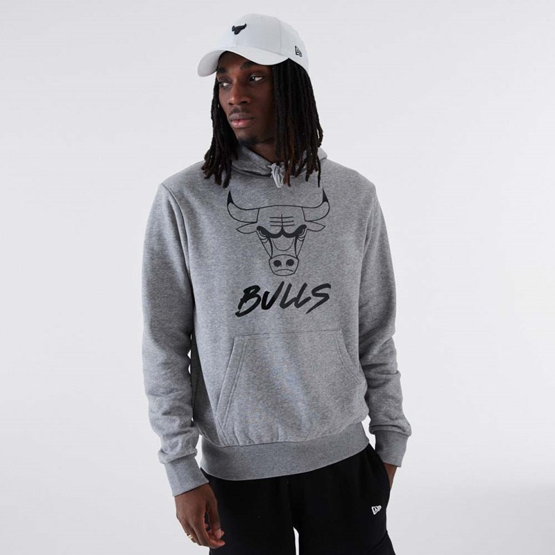 Sudadera Con Capucha New Era Chicago Bulls NBA Grises | AH2861930