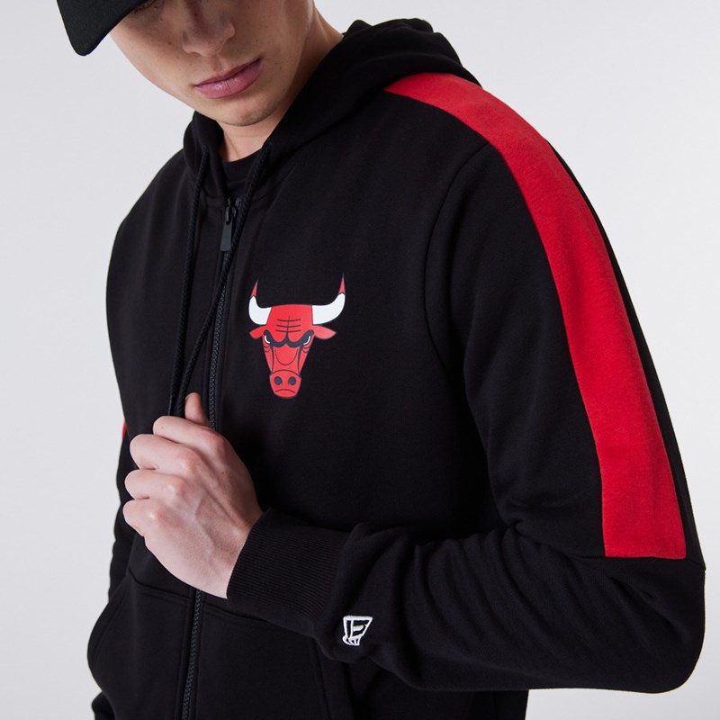 Sudadera Con Capucha New Era Chicago Bulls Full Zip Panel Detail Negros | GC5719328