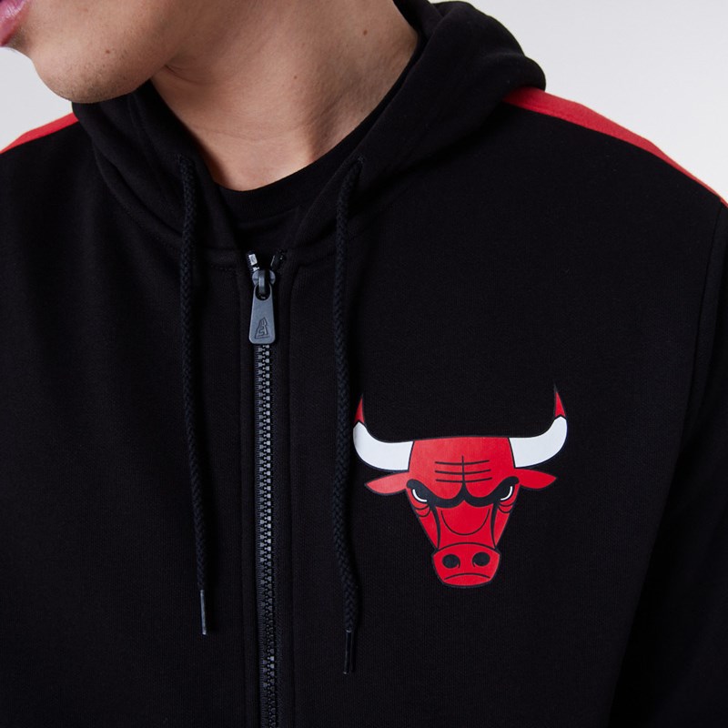 Sudadera Con Capucha New Era Chicago Bulls Full Zip Panel Detail Negros | GC5719328