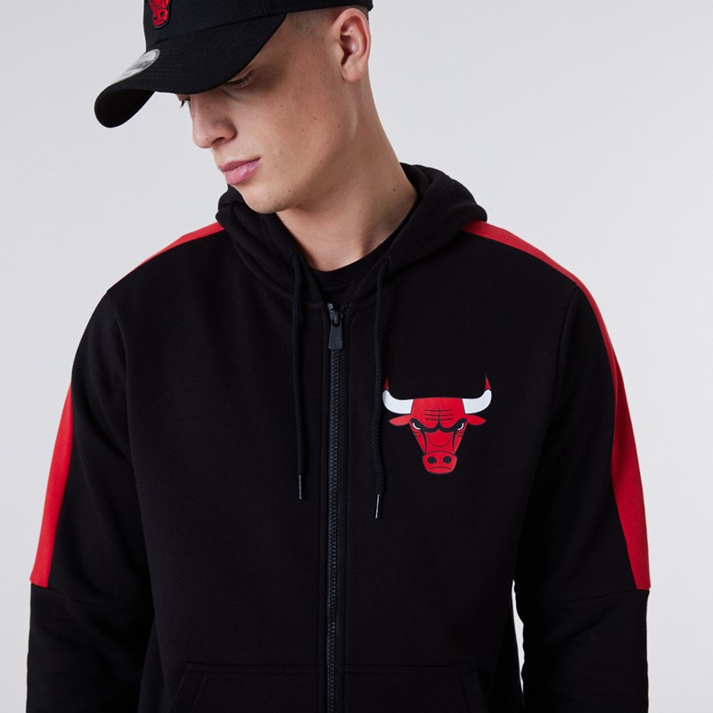 Sudadera Con Capucha New Era Chicago Bulls Full Zip Panel Detail Negros | GC5719328