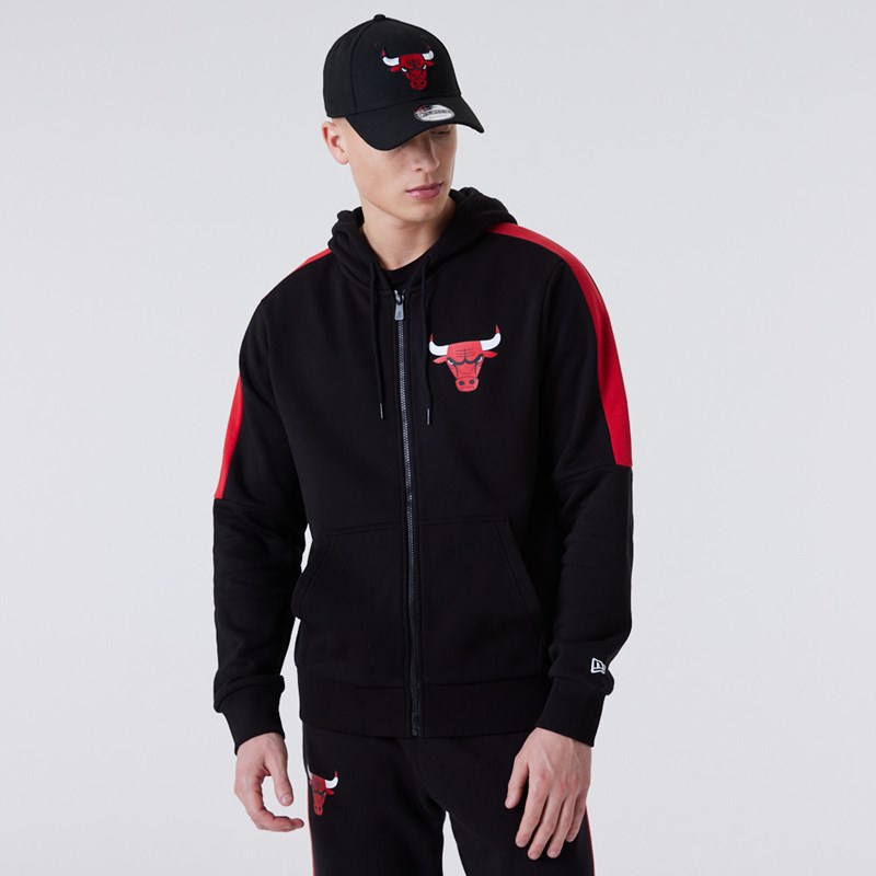 Sudadera Con Capucha New Era Chicago Bulls Full Zip Panel Detail Negros | GC5719328